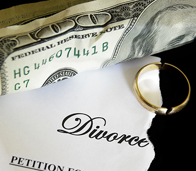 money and divorce papers